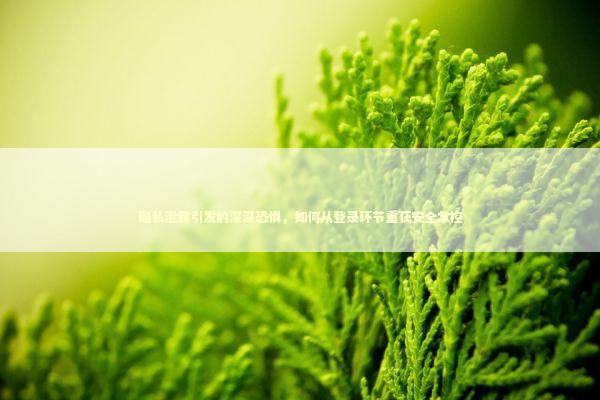 隐私泄露引发的深深恐惧，如何从登录环节重获安全掌控
